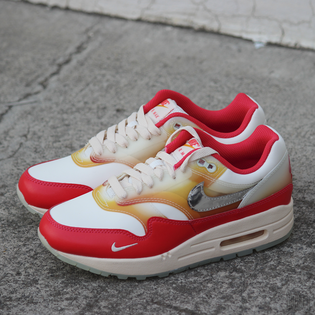 Tenis Nike Air Max 1 87 Premium Candle Mermaid Red Sundial Metallic Silver