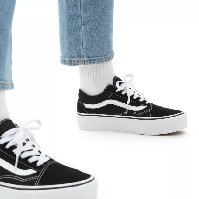 Tenis Vans Old Skool Plataforma Black White