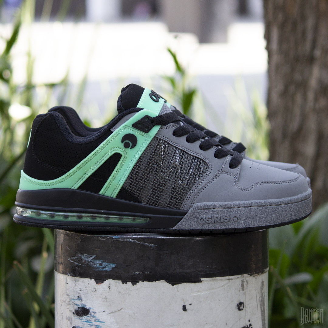 Tenis Osiris Pixel Black Charcoal Green Glow