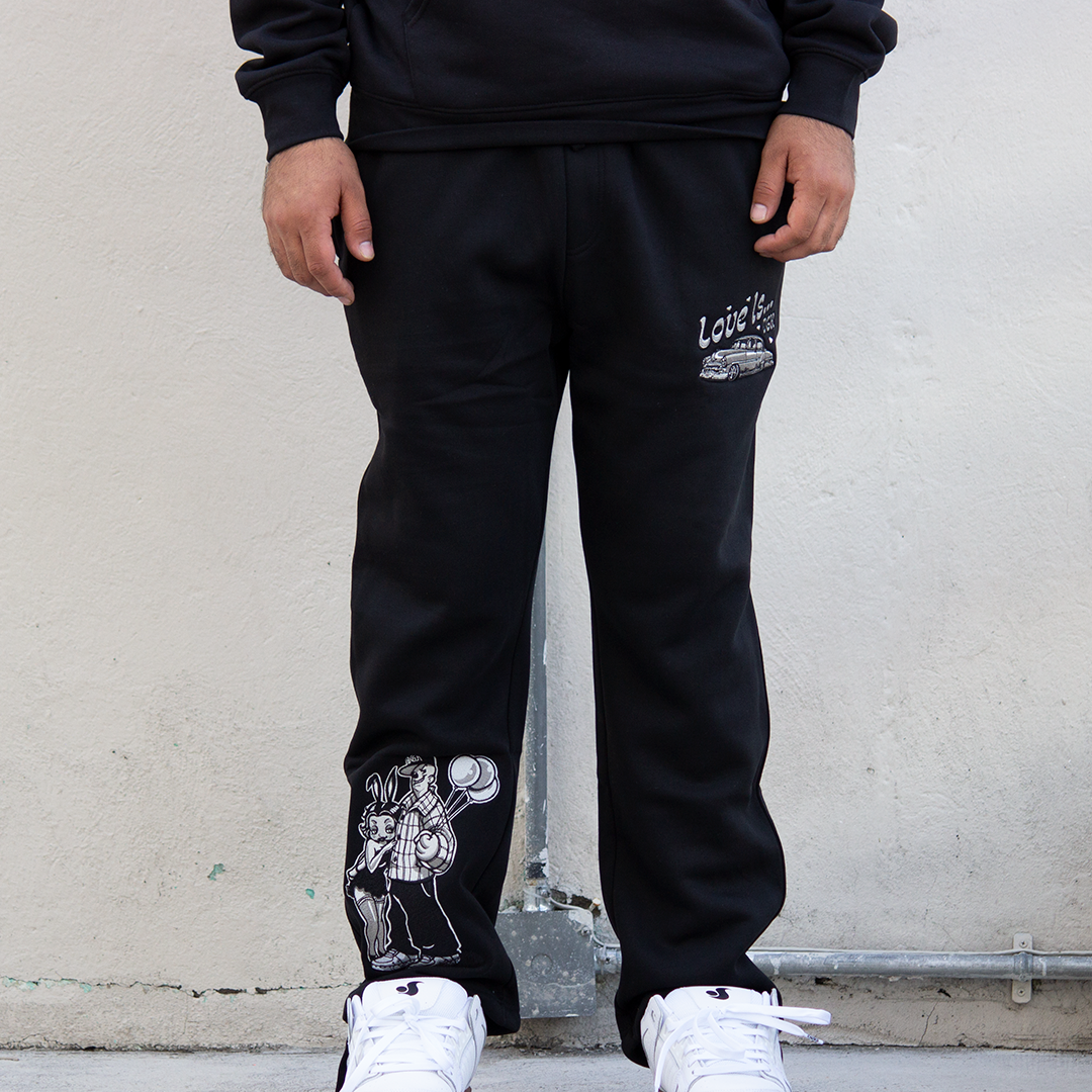 Pants DGK Love Is... Embroidered Fleece Black