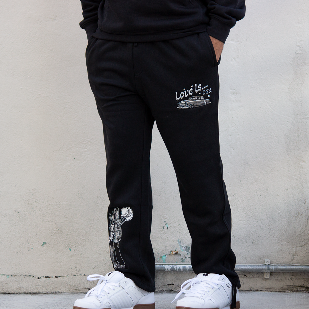 Pants DGK Love Is... Embroidered Fleece Black