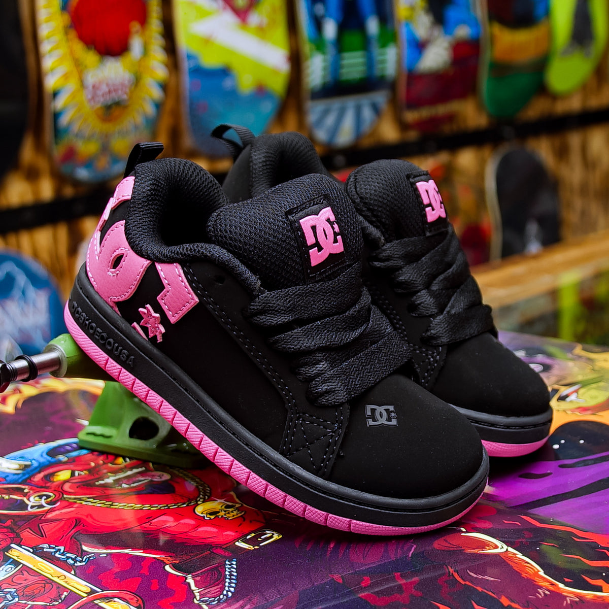 Tenis DC Court Graffik Black Pink Kids