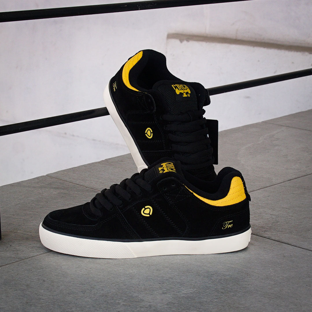 Tenis C1rca Tre Jet Black Black Yellow Cow Suede Canvas