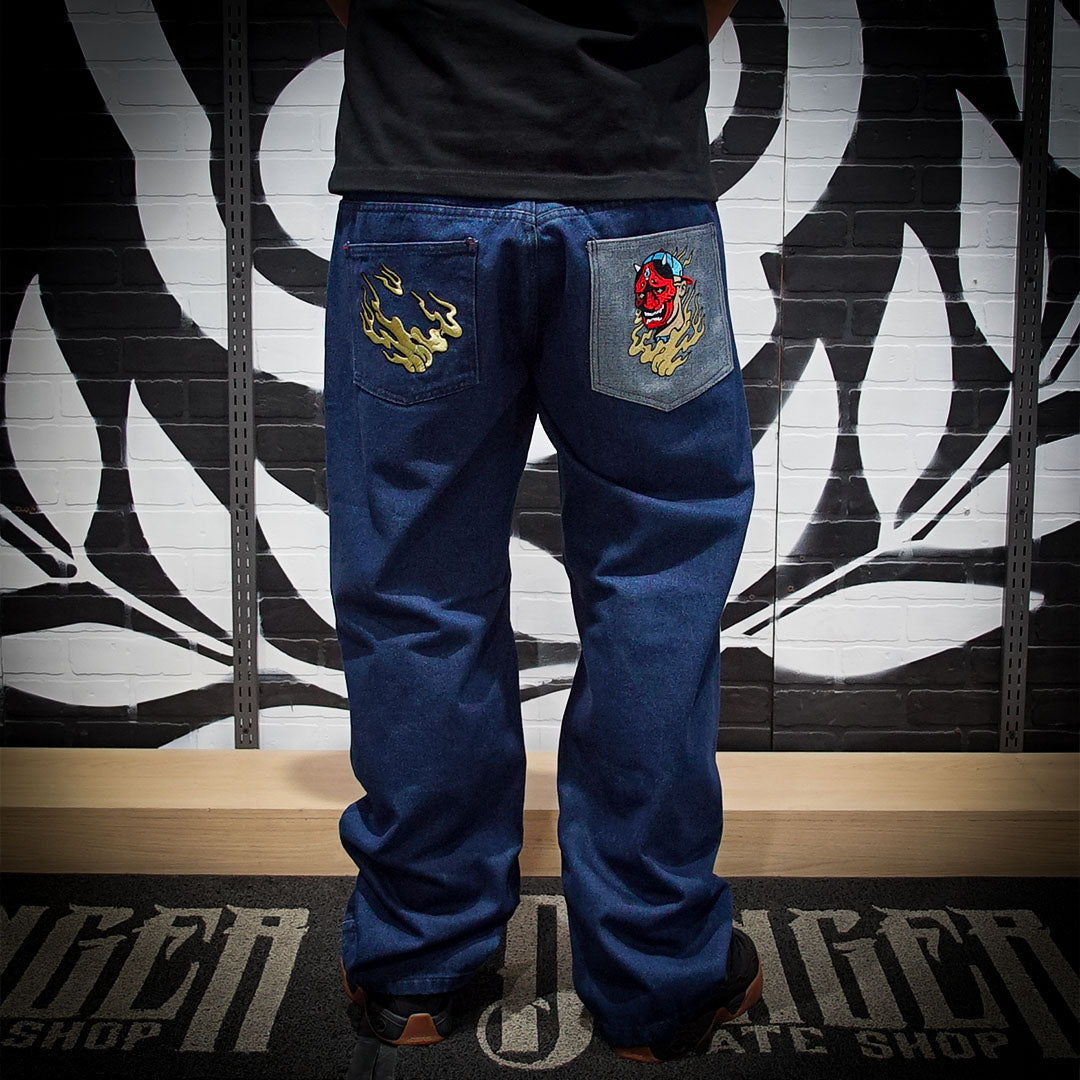 Pantalón Antifashion Hannya Indigo Bordados