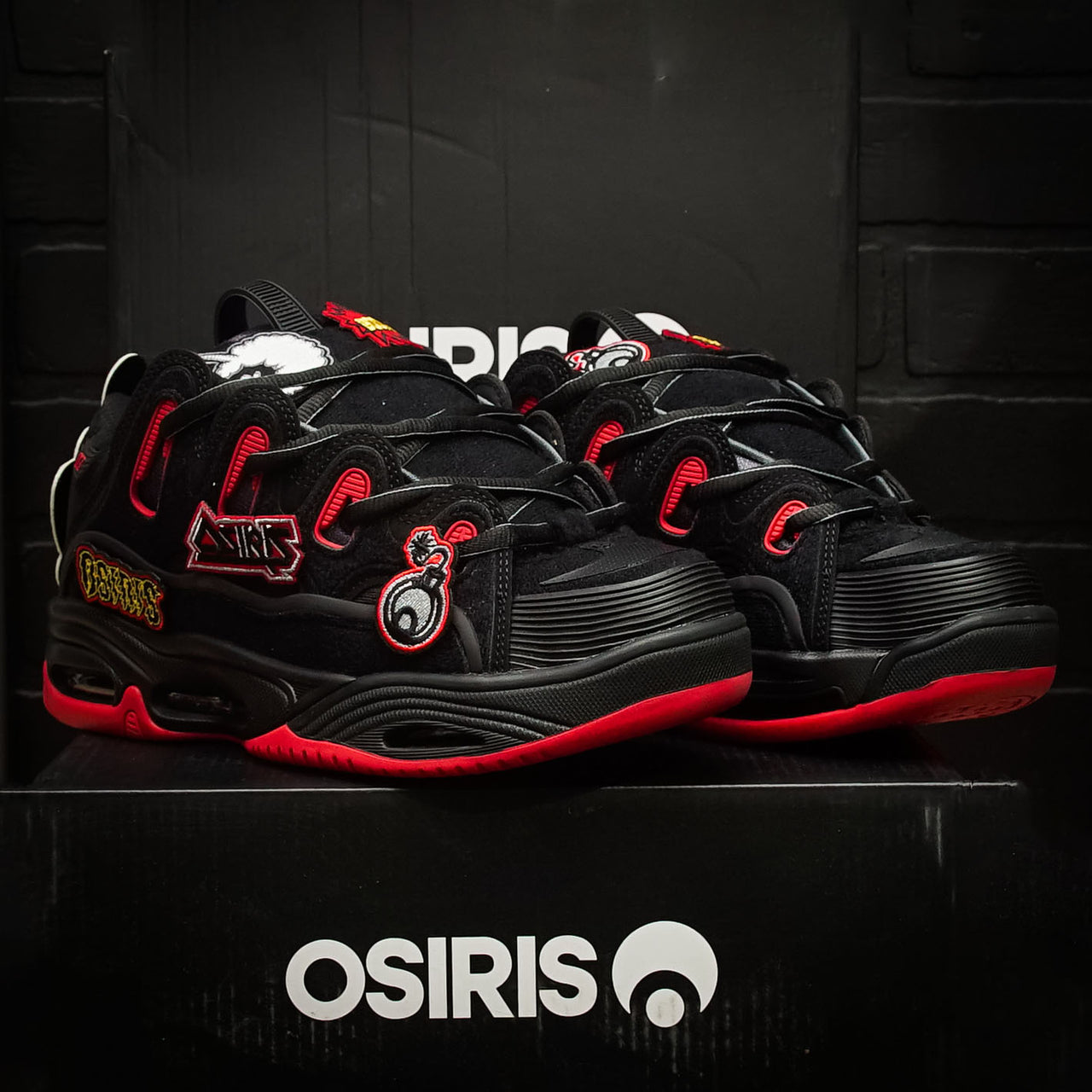 Tenis Osiris D3 2001 Black Red Velcro