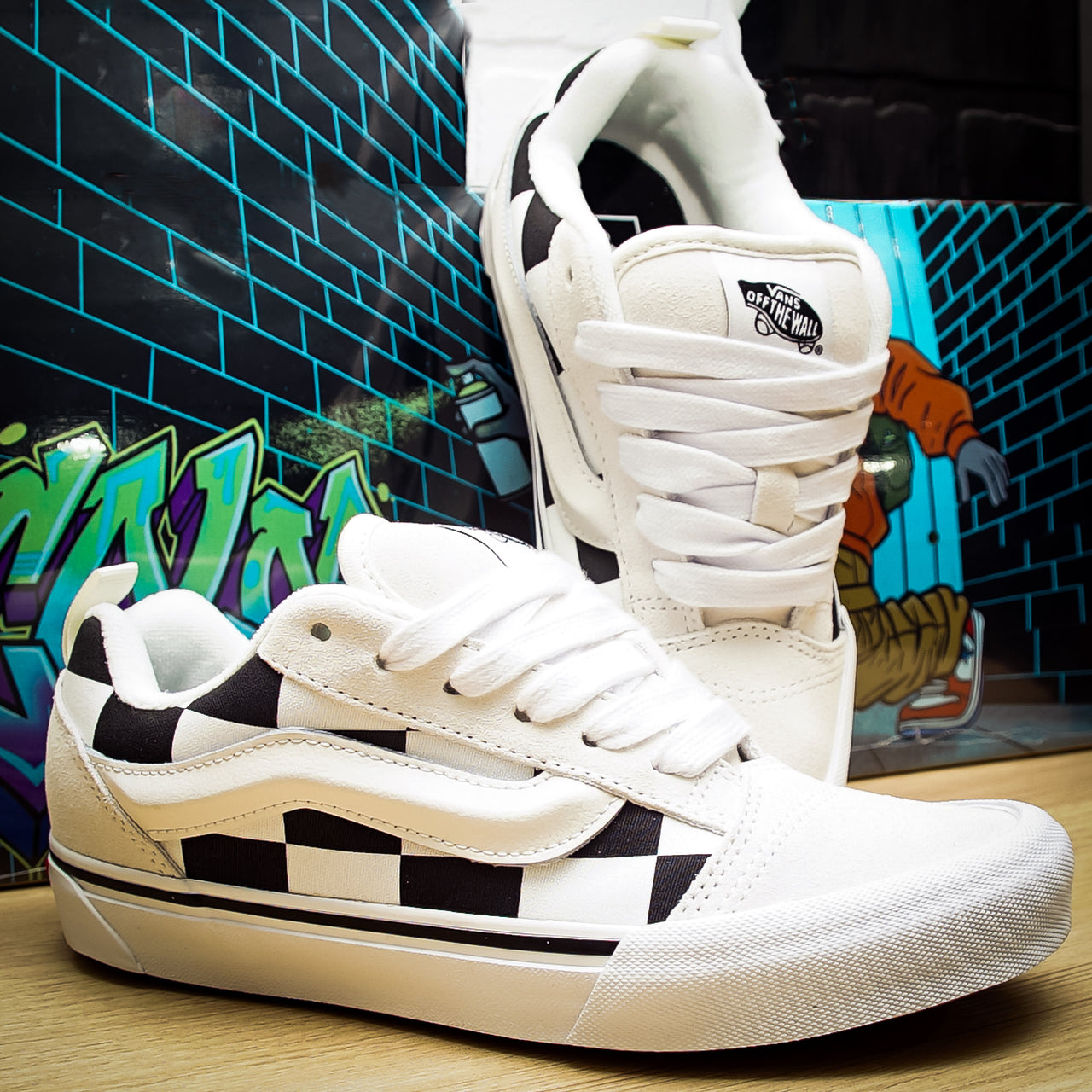 Tenis Vans Knu Skool Mega Check White Black