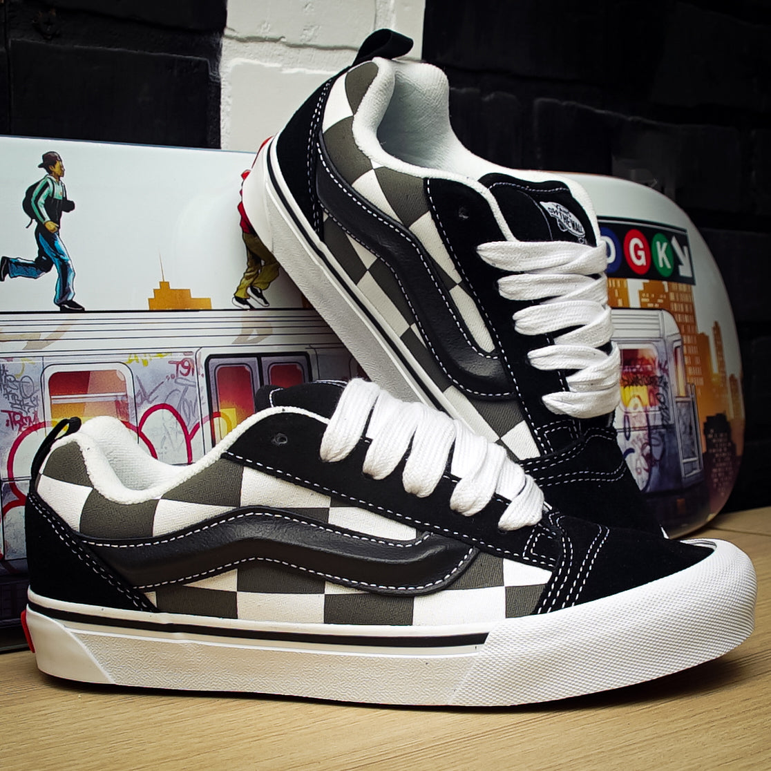 Tenis Vans Knu Skool Mega Check Gray Black