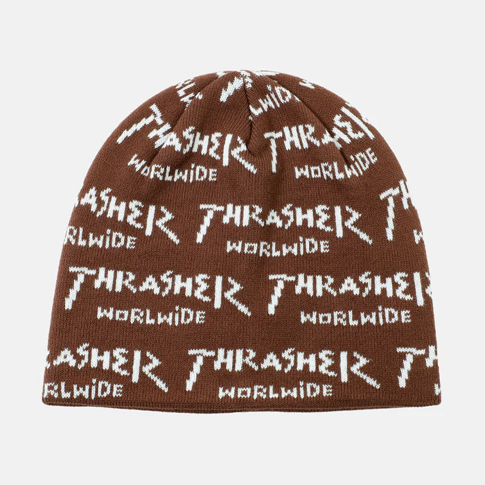 Skully Beanie Thrasher Worlwide Brown