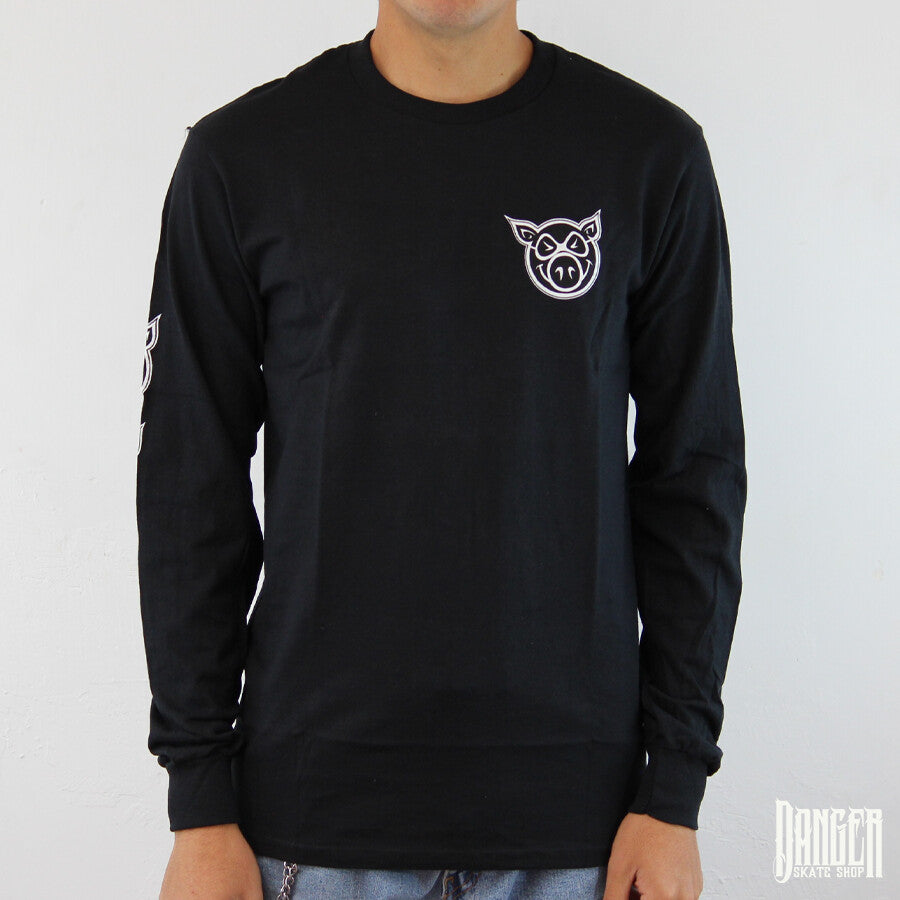 Playera Pig Manga Larga Multi Pig Black