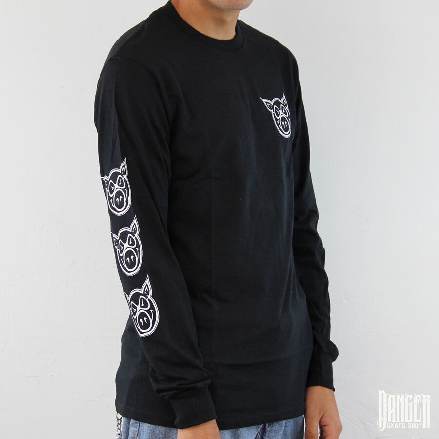 Playera Pig Manga Larga Multi Pig Black