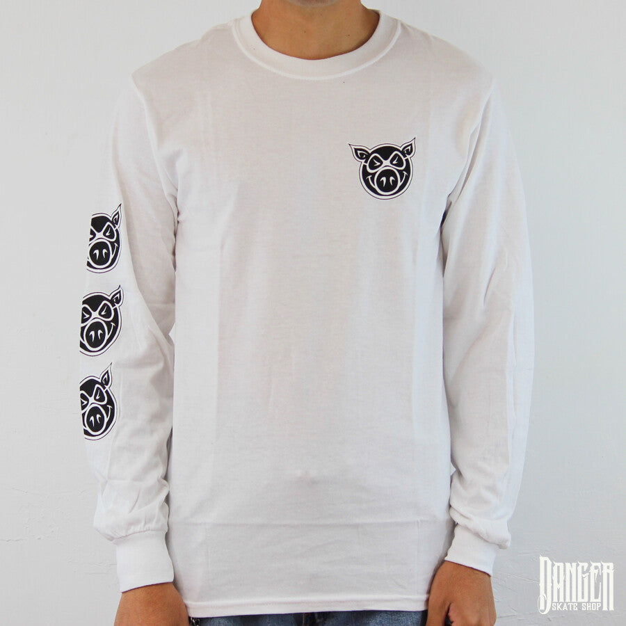 Playera Manga Larga Pig Multi Pig White