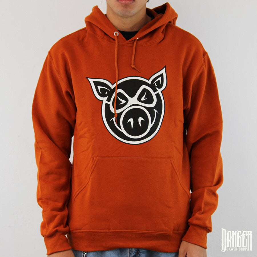 Sudadera Pig Head Hooted Orange